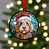 Labradoodle Golden in Santa Hat Suncatcher Decoration
